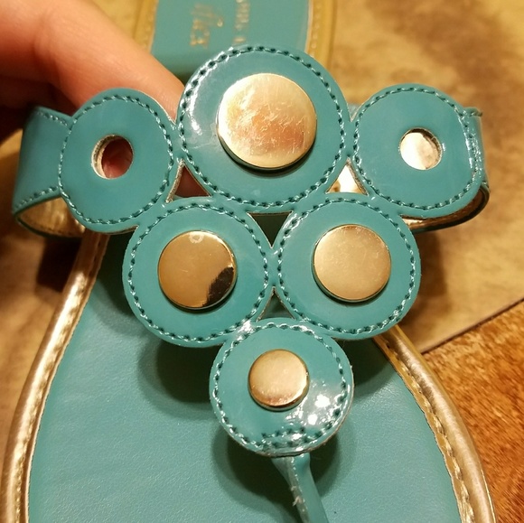 Anne Klein Iflex Teal & Silver Sandals Size 6.5 - Picture 2 of 6